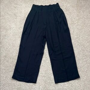 A.L.C. High Waisted Paperbag Wide Leg Cropped Classic Black Pants Size 2